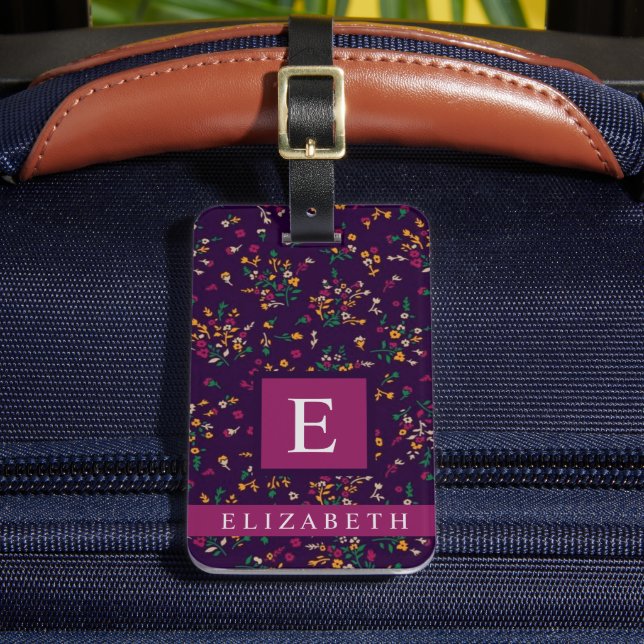 Etiqueta De Bagagem Flor Verde Amarelo Verde Roxo Personalizado (Frente Insitu 2)