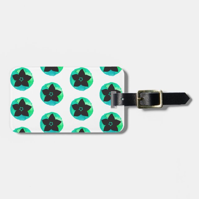 Etiqueta De Bagagem Flor Verde Havaiana (Frente Horizontal)