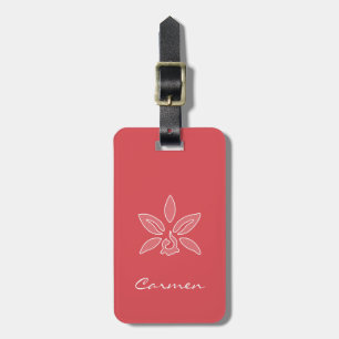 Etiqueta De Bagagem Flor Vermelho Quente Simples E Elegante Com Nome