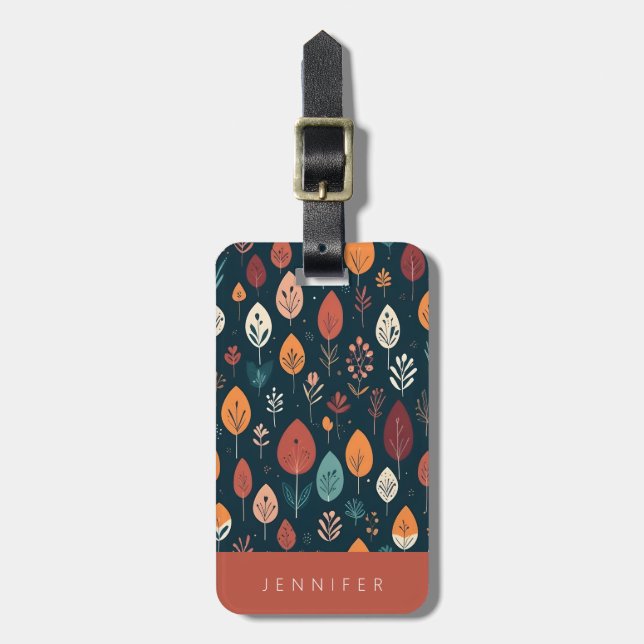 Etiqueta de Bagagem Floral Abstrata Boho (Frente Vertical)