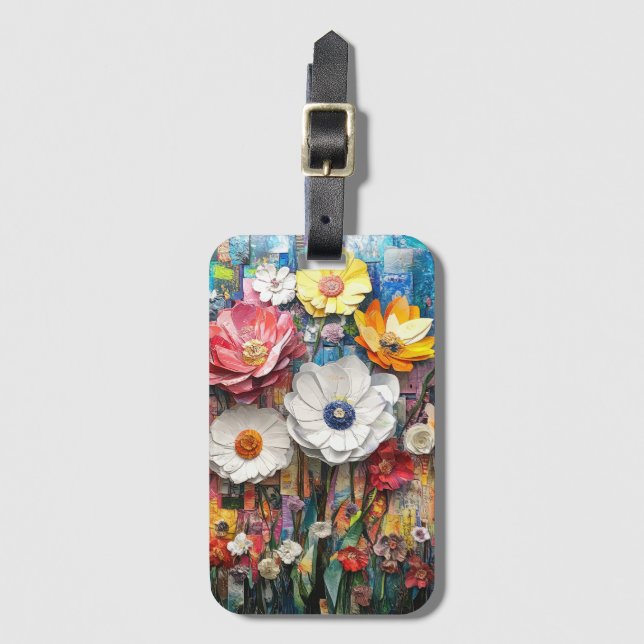 Etiqueta de Bagagem Floral abstrato (Frente Vertical)