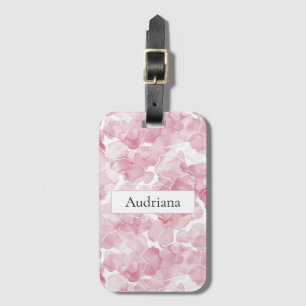 Etiqueta De Bagagem Floral Abstrato Rosa Branco