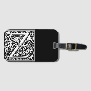 Etiqueta De Bagagem Floral Alfabeto Monograma - Letra Z