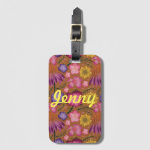 Etiqueta De Bagagem Floral Amarelo de Flor Selvagem Personalizado
