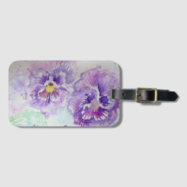 Etiqueta de Bagagem Floral Aquarela Flor de Pensam
