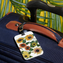 Etiqueta de Bagagem Floral Artística de Girassol E