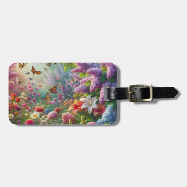 Etiqueta De Bagagem Floral de Flutuação (Personalizável) (Frente Horizontal)