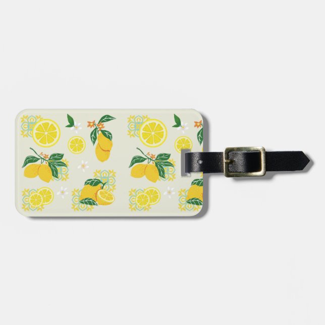 Etiqueta De Bagagem Floral de Limão (Frente Horizontal)
