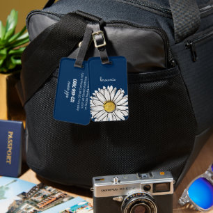 Etiqueta de Bagagem Floral de Marinho e margarida 