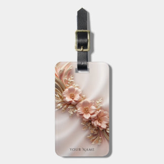 Etiqueta de Bagagem Floral de Pêssego Laranja Eleg
