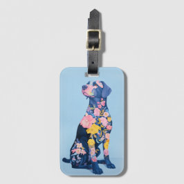 Etiqueta de Bagagem Floral do Labrador Retriever