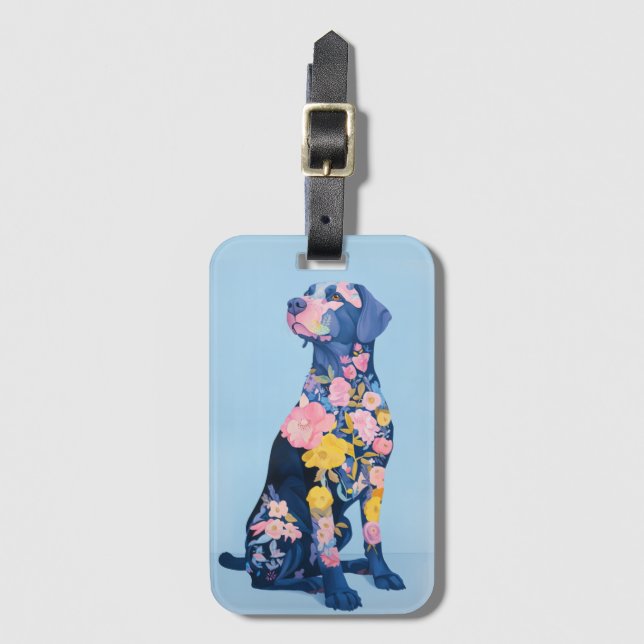 Etiqueta de Bagagem Floral do Labrador Retriever (Frente Vertical)