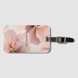 Etiqueta De Bagagem Floral Dourado Rosa-Blush Romântico