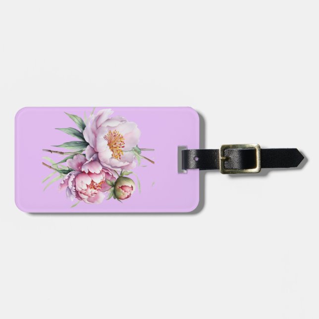 Etiqueta de Bagagem Floral Elegante - Lilac (Frente Horizontal)