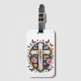Etiqueta De Bagagem Floral Faith Cross