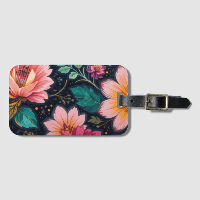Etiqueta De Bagagem Floral Fantasy (Frente Horizontal)