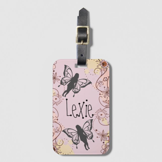 Etiqueta De Bagagem Floral Fantasy Fairies  (Frente Vertical)
