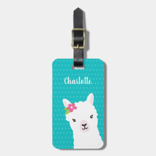 Etiqueta De Bagagem Floral Lama Alpaca Teal Personalizado