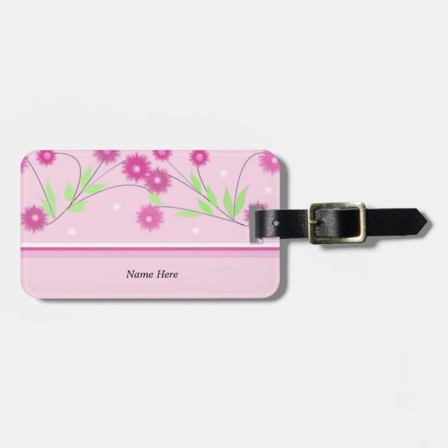 Etiqueta De Bagagem Floral Moderno Rosa (Frente Horizontal)