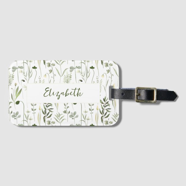 Etiqueta De Bagagem Floral Personalizado (Frente Horizontal)