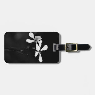 Etiqueta De Bagagem floral preto e branco minimalista