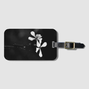 Etiqueta De Bagagem floral preto e branco minimalista