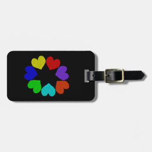 Etiqueta De Bagagem Floral Rainbow Love Cardíacos Marca de Bagagem Pe
