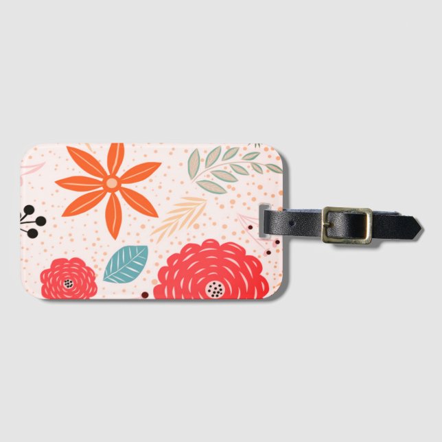 Etiqueta de Bagagem Floral Retro (Frente Horizontal)