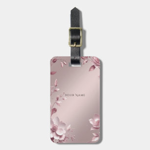 Etiqueta de Bagagem Floral Rosa Delicada