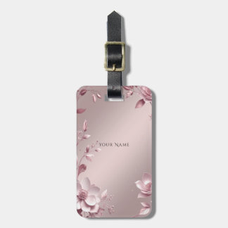 Etiqueta de Bagagem Floral Rosa Delicada
