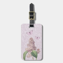 Etiqueta de bagagem floral roxa-lilás com vintage