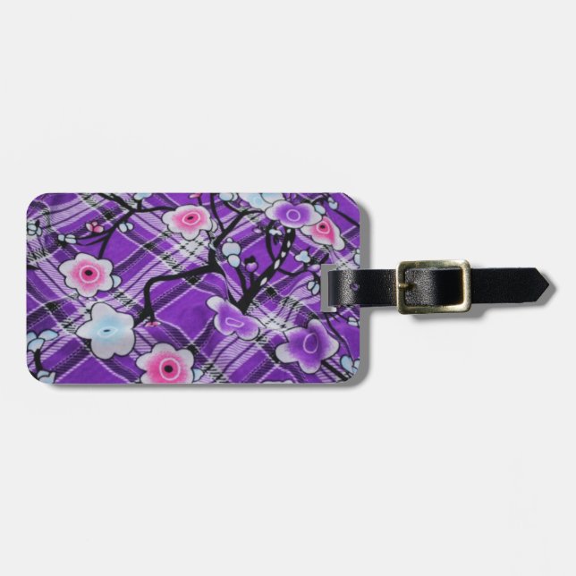 Etiqueta De Bagagem Floral roxo (Frente Horizontal)