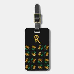 Etiqueta De Bagagem Flores 3 Vidro Mantido Monograma Bagagem