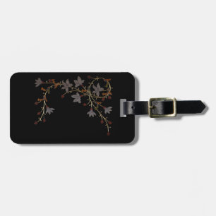 Etiqueta De Bagagem Flores Art Déco em Preto