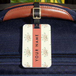 Etiqueta De Bagagem Flores Azuis e Vermelhas, Vermelho, Seu Nome