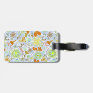 Etiqueta De Bagagem Flores bonitas e sem costura padrões lançam pílula