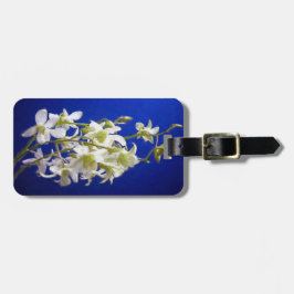 Etiqueta De Bagagem Flores brancas contra o céu azul