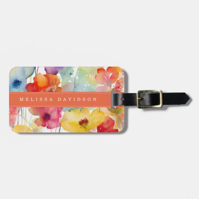 Etiqueta de Bagagem Flores Caprichosas (Frente Horizontal)