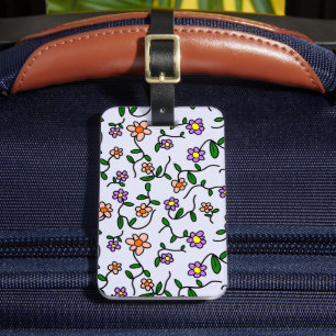 Etiqueta De Bagagem Flores Coloridas, Padrão Floral, Verdura, Boho