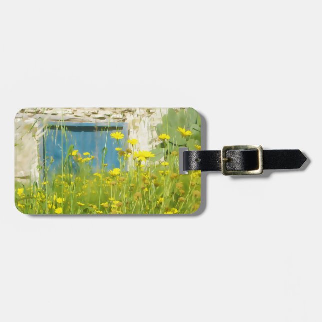 Etiqueta De Bagagem Flores de aquarela amarelas (Frente Horizontal)