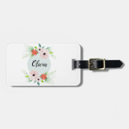 Etiqueta De Bagagem Flores de Cana Floral e Filhos de Nome