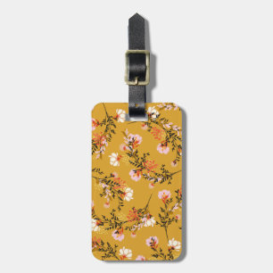 Etiqueta De Bagagem flores de fundo amarelo
