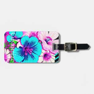 Etiqueta De Bagagem Flores de Hibisco Multicoloridas Thunder_Cove