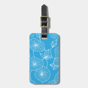 Etiqueta De Bagagem Flores de Lotus de Folhas Azuis