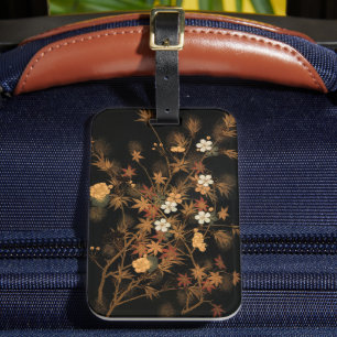 Etiqueta De Bagagem Flores de outono e Arte de Vintagem Japonesas
