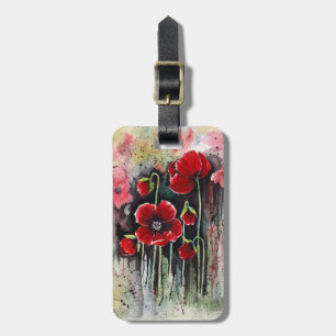 Etiqueta De Bagagem Flores De Papoila Em Aquarela