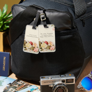 Etiqueta De Bagagem Flores de Rosa de Jardim Antigo Casamento Vintage