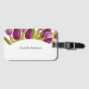 Etiqueta De Bagagem Flores de Tulipas de Aquarela Elegante
