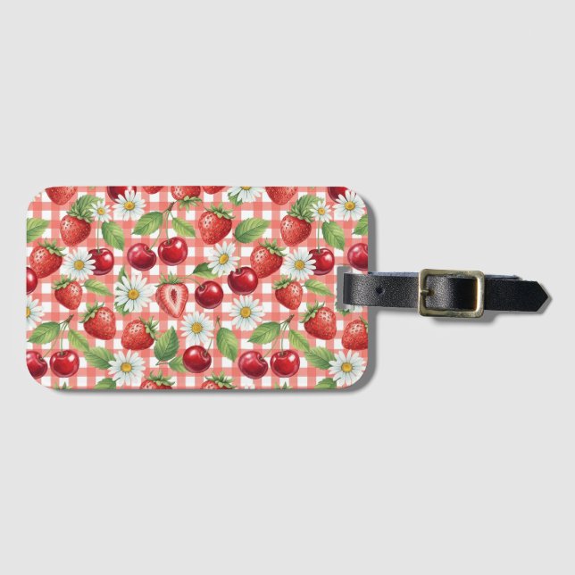 Etiqueta De Bagagem Flores e Frutas (Frente Horizontal)