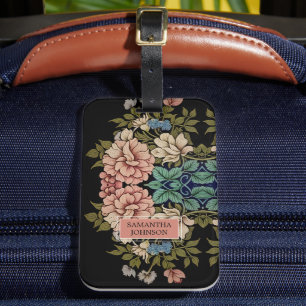 Etiqueta De Bagagem Flores Elegantes e Bonitas Inspiradas em Vintage